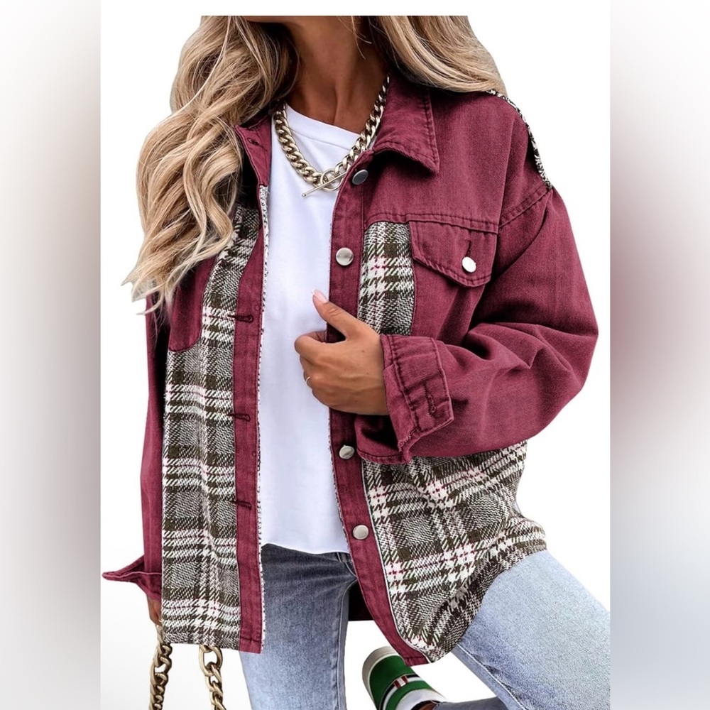 🆕Plaid Patchwork Denim Jacket